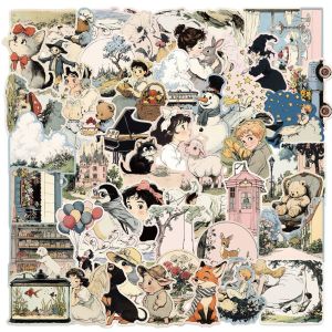 Retro Cartoon World Stickers 50 Pieces Hand-drawn Illustrations Waterproof Decorative Stickers for Mobile Phones And Cups