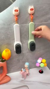 Multifunction Cleaning Shoe Brush Soft Automatic Liquid Shoe Brush Long Handle Clothes Soap Brush With Hook Clean Tool