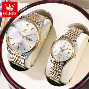 OLEVS 6635 Đồng Hồ Đôi Dạ Quang Chống Nước Dây Đeo Bằng Thép Không Gỉ Ngày Mặt Số Tinh Tế Nam Nữ Đồng Hồ Đeo Tay Tình Nhân Có Khóa An Toàn