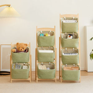 Living Room Multi-layer Storage Rack Childrens Toy Organizer Floor-standing Wood Material Korean Brand Household Organizer