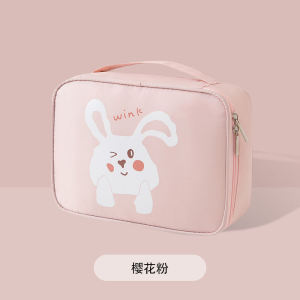 2024 New Handheld Cartoon Bear Print Makeup Bag Storage Organizer Fashionable Polyester Material Popular among General Public