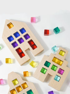 Acrylic High Light Translucent Cubic Gem Blocks Educational Sensory Rainbow Cubes Toys for Toddlers Kindergarten Children