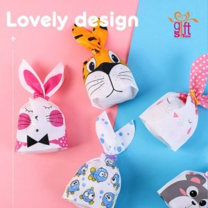 [10-50pcs] 15 designs Cute Rabbit Ear Cookies Goodies Bag 13.5x22cm | Beg Goodies Biskut Comel Arnad 15 Corak Food Grade
