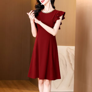 Elegant Summer New Fashion Shoulder Bared Slimming Waist Dress Ladylike Commute Style Polyester Fiber Midi A-Line Dress