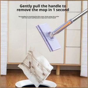 Household Mop Intelligent Highly Effective Cleaning Dishwashing Tools Clip-on Wipes Home Auto-clamping 自动夹取拖把