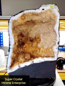 Brazil High Grade Two Tone Citrine Crystal Cave Ornament C15