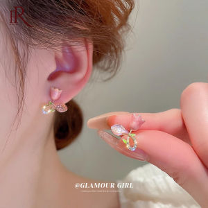 Frascati Korean Sweet Zircon Tulip Flower Stud Earrings Antique Fresh Small Versatile Earring For Women Girl Jewelry