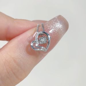 LAZO DIAMOND Swirl Beating Heart Dancing Diamond Pendant in 375/9K White Gold