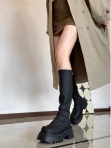 Womens Thick Bottom Fleece Lined Long Boots 2024 New Autumn Winter Slim High Tube Boots Knee High Small Size Knight Boots