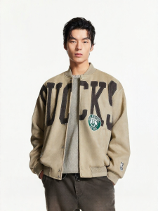 Jack Jones | NBA Collab Bucks Team Trendy Mens Baseball Jacket