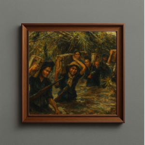 Tranh Nghệ thuật "Vận Chuyển Vũ Khí Vào Miền Nam" VIETSMART ART - Acrylic 40 x 40cm