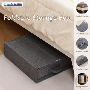 JustLiving 1Pc Foldable Quilts Bed Sheet Storage Box with Handles Durable Underbed Storage Container for Bedding/ Pillowcases Household Space Saving Storage Organizer