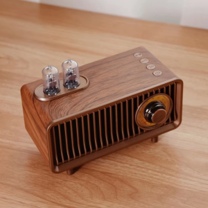 Retro Wood Grain Bluetooth Speaker Wooden High Aesthetic Tabletop FM Radio Birthday Holiday Gift Double Speaker Bass Vibration Film