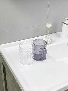 【1-3 Days Delivery】Light Luxury Household Glacier Pattern Mouthwash Cup Transparent Tooth Brushing Cup with Handle