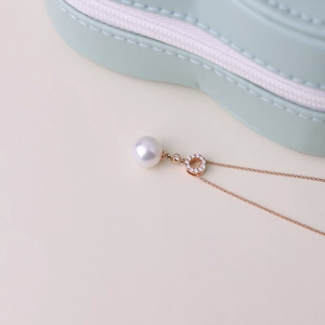 CHOW SANG SANG 周生生 Daily Luxe 18K Rose Gold Diamond & Freshwater Pearl Necklace for Women 47cm 95380U