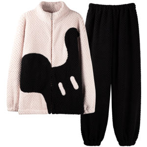 Bộ đồ ngủ nam MiiOW bằng lông cừu dày ấm quần dài và áo chui đầu - mùa đông