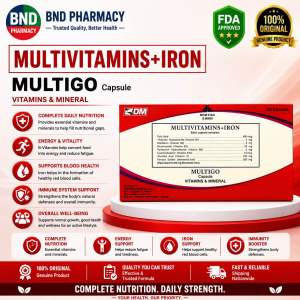 MULTIGO Multivitamins + Iron 100 Capsule FDA Approved BNDPHARMA