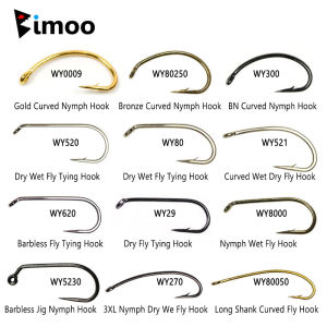100PCS High Carbon Steel Barb Barbless Fishing Fly Hook Jig Nymph Dry Wet Fly Nymphs Scuds Caddisfly Streamer Fly Tying Hook