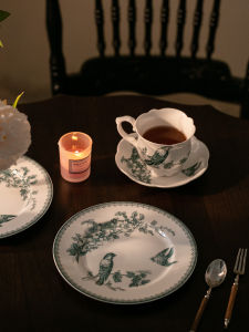 ชานมกาแฟชามีรูปนกเซรามิกสไตล์ฝรั่งเศส ชานมชาดำสไตล์ย้อนยุค ชานมกาแฟสไตล์ยุโรป INS ชามีรูปนก ชานมกาแฟ ชามีรูปนก