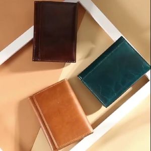 RFID กระเป๋าสั้น True Pickup กระเป๋าใส่บัตรหลายใบ กระเป๋าใส่นามบัตรสำหรับผู้ชาย Vintage Cattle Pickup กระเป๋าใส่นามบัตรแบบพกพา SLGOL