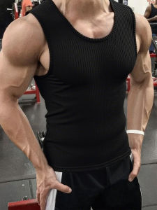 Summer Mens O-neck Vest Stripe Gym Tank Top Men Fitness Sleeveless Shirt Sports Undershirt Gyms Clothing Training Vest