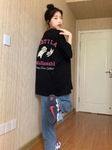 Pure Cotton Short Sleeve T-Shirt Womens Fashion Shoulder Design Cartoon Print Casual Top Comfortable Breathable Summer Wear