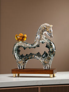 ตกแต่งบ้านสไตล์จีน วัสดุพลาสติก พื้นผิวเคลือบด้วยมือ ช่องจัดแสดง ของตกแต่งห้องนั่งเล่น ของขวัญสำหรับการย้ายมาใหม่และเปิดธุรกิจ