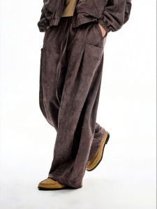 BJHG | Casual Pants Suede-like Fabric American Style Straight Leg