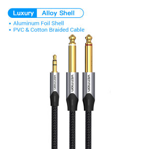 Vention | Vention 3.5mm to Double 6.5mm TRS Cable AUX Male Mono 6.5 Jack to Stereo 3.5 Jack Audio Cable for Mixer Amplifier 6.35mm Adapter