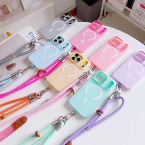 Universal Lanyard Case For iPhone 18 Pro Max 17 14 12 13 15 16 Plus Magnetic Shockproof Candy Crossbody Neck Cord Strap Cover