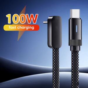 elough | Cáp Dữ Liệu Dẹt Hình Chữ L 100W Type C To Type C Sạc Nhanh Có Đèn LED Báo Hiệu Dành Cho iPhone 15 16 17 Samsung - Cáp Sạc Nhanh Điện Thoại Di Động