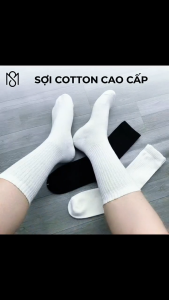 Tất nam nữ cổ cao công sở cotton cao cấp kháng khuẩn khử mùi thoáng khí ôm chân chống hôi hiệu quả freesize màu đen trắng