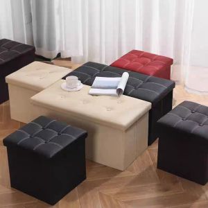lronPoetry Ottoman Storage Box Rectangular Adult Sofa Storage Stool Multifunctional High Quality Sitting Storage Chair