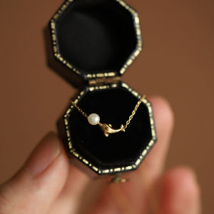 Dolphin Natural Freshwater Pearl Pendant Chain Necklace • Waterproof Non Tarnish Jewelry • 18K Gold Plated 316L Stainless Titanium Steel Necklaces for Women NL194