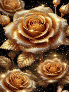 Huacan 5D DIY Diamond Painting Sparkling Pink Gilded Rose Diamond Embroidery Flower Complete Kit Handmade Gift