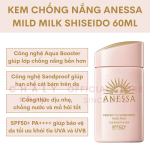 Kem chống nắng Anessa Mild Milk Shiseido siêu lành tính cho bà bầu em bé 60ml Nhật