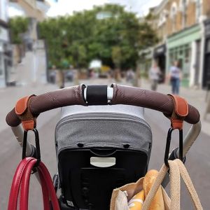 Wholesale 2pcs PU Leather Baby Stroller Hook for Pram Rotate 360 Degree Rotatable Cart Organizer Pram Hook Stroller Accessories