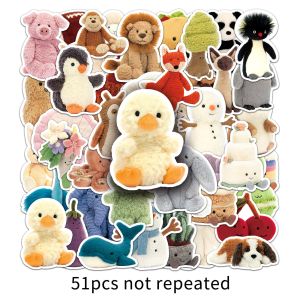 Jelly Cat Stickers Cute Plush Toy High Definition Waterproof Decorative Stickers for Laptops Travel Suitcase DIY Creative