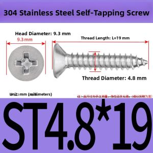 LIGE | 304 Stainless Steel Self-Tapping Screws Cross Recessed Head Long Flat Head Screws