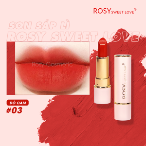 [Tặng cọ tán son] Son sáp lì Rosy Sweet Love không chì son môi độ bám màu tốt dưỡng môi an toàn cho mẹ bầu