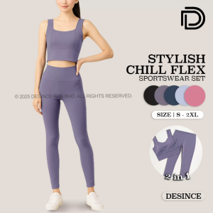 🇲🇾 DESINCE Women Stylish Sports Wear Top + Pants Yoga Set Pant Singlet Jogging Baju Seluar Sukan Perempuan WT 105 WP 017