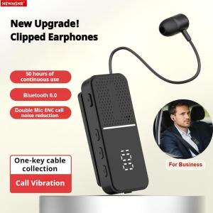 Newmsnr | Lavalier Business Bluetooth 6.0 Headphones Talk/music 50H Play Time LED Display ENC Noice Cancelling Wireless Earphone Handsfree