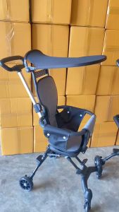 รถเข็นเด็ก 4 ล้อ พับเก็บได้ เบาะนั่งกว้างใหญ่ ล้อหลังมีเบรค พิมพ์พาสะดวกน้ำหนักเบา