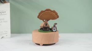 Mèo Totoro Dưới Cây Lớn Xoay Hộp Nhạc Hoạt Hình Bằng Gỗ Thủ Công Ngày Trẻ Em Đám Cưới Quà Tặng Giáng Sinh