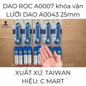 Dao rọc đa năng cỡ lớn A0007 và hộp 10 lưỡi dao 25mm A0043 hiệu C MART