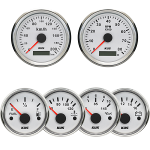 KUS 6 Gauge Set 0-200KM GPS Speedometer Tachometer with 0-190 240-33 ohm Fuel Level Water Temperature Oil Pressure Voltage