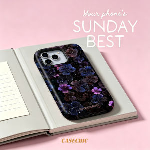 Potdemiel | Midnight Mountain Villa For 2 in 1 Flower Case For iPhone 17 16 15 14 13 Pro Max Luxury Phone Cover CaseChic