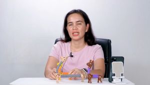 Mainan jerapah poptube anak-anak portable dapat direnggangkan