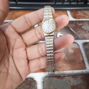 Đồng hồ nữ demi vàng Noevir size 23mm dây thép nguyên zin số la mã second hand si Nhật