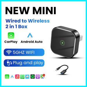 2In1 Wireless CarPlay Adapter Android Auto Wireless Adapter 5Ghz WiFi Type-C/USB Plug Play For 98% OEM Car CarPlay/Android Auto
